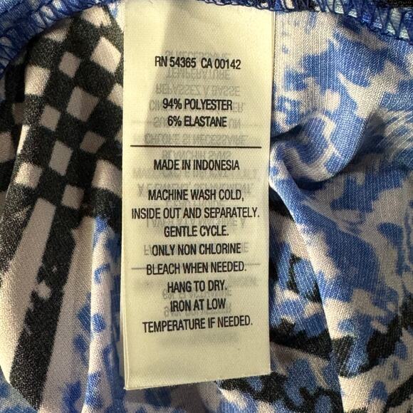 Nygard Petite Large Top Button-Up Hi-Low Hem Stretch 3/4 Sleeve Collared Blue - Picture 8 of 8